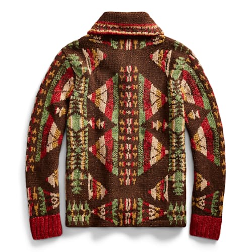 laydown image of Handknit Shawl Sweater Cardigan
