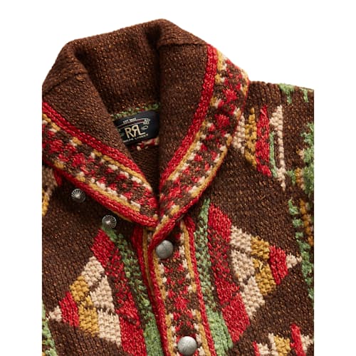 laydown image of Handknit Shawl Sweater Cardigan
