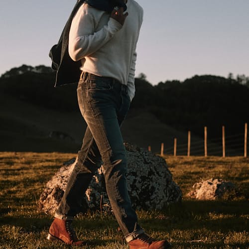 lifestyle image of Slim Narrow Stretch Denim Jeans