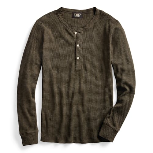 laydown image of Textured Waffle Knit Henley