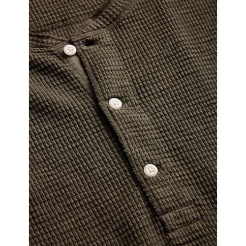 laydown image of Textured Waffle Knit Henley