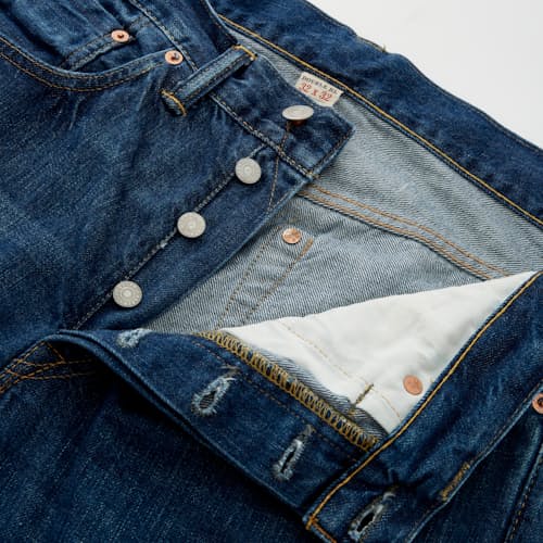 lifestyle image of Slim Fit Selvedge Denim Jeans