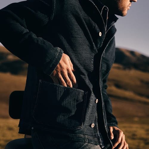 laydown image of Indigo Dungaree Jacket