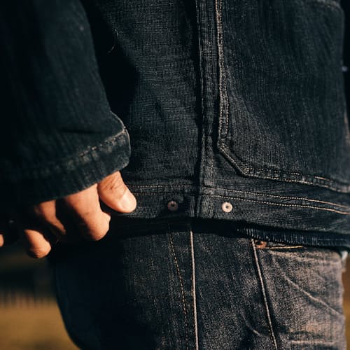 laydown image of Indigo Dungaree Jacket