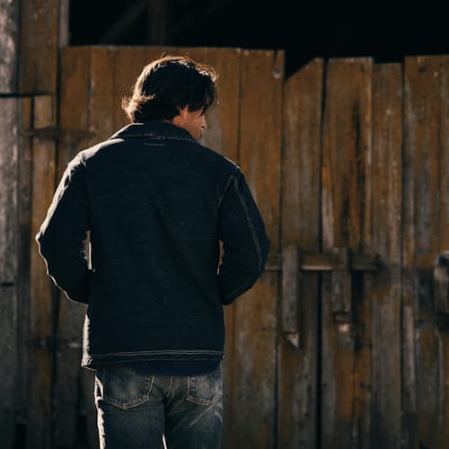 laydown image of Indigo Dungaree Jacket