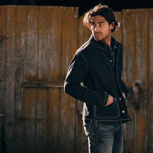 laydown image of Indigo Dungaree Jacket