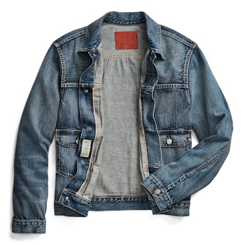 laydown image of Type 2 Selvedge Denim Trucker Jacket