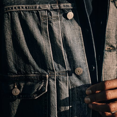 lifestyle image of Type 2 Selvedge Denim Trucker Jacket