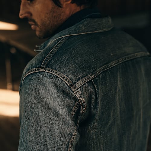 lifestyle image of Type 2 Selvedge Denim Trucker Jacket