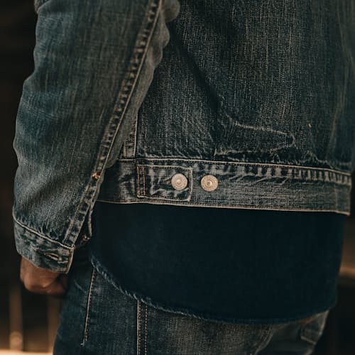 lifestyle image of Type 2 Selvedge Denim Trucker Jacket