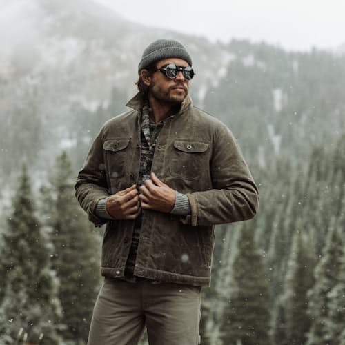 lifestyle image of Flannel-Lined Quilted Waxed Rancher