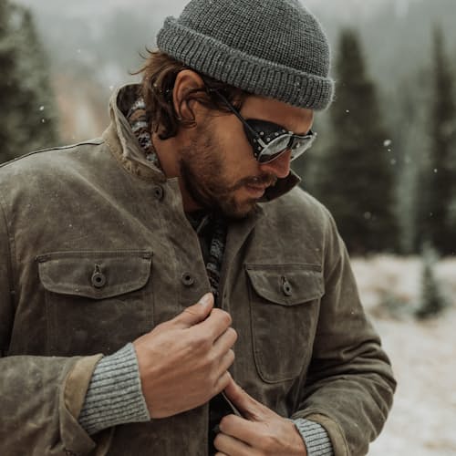 lifestyle image of Flannel-Lined Quilted Waxed Rancher