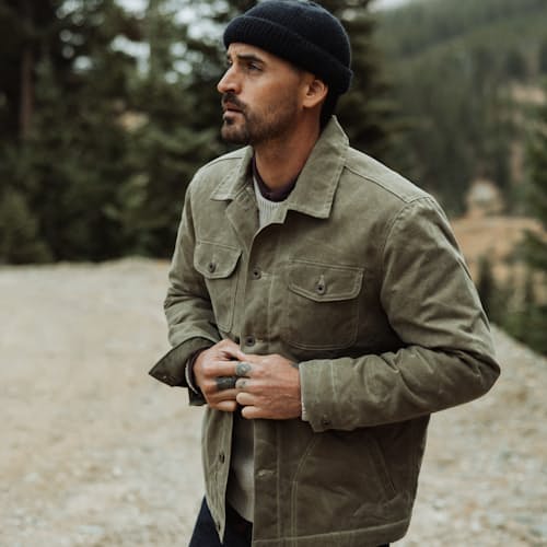 lifestyle image of Flannel-Lined Quilted Waxed Rancher