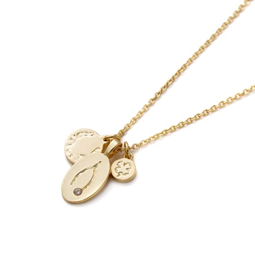 laydown detail image of Women's Charm Necklace with Diamond
