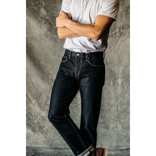 laydown image of The Hammer Straight 14 oz 4-Way Stretch Denim Jeans