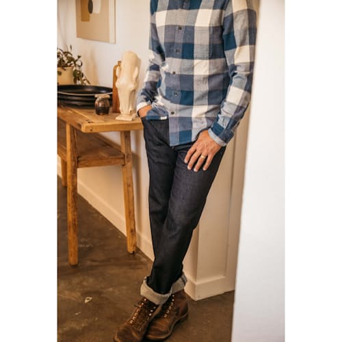 laydown image of The Hammer Straight 14 oz 4-Way Stretch Denim Jeans