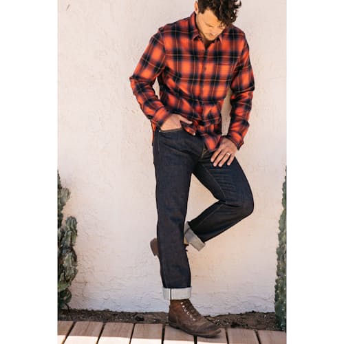 laydown image of The Hammer Straight 14 oz 4-Way Stretch Denim Jeans