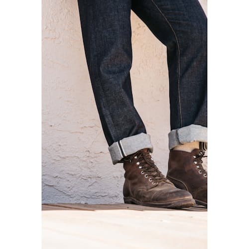laydown image of The Hammer Straight 14 oz 4-Way Stretch Denim Jeans