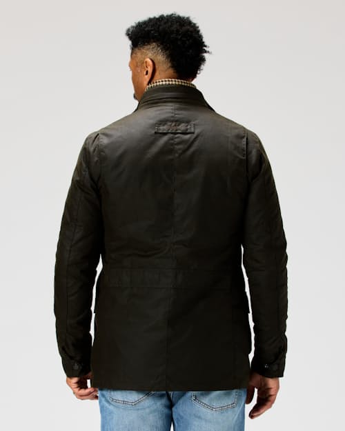on model image of Corbridge Wax Jacket
