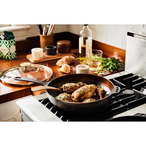 lifestyle image of No. 11 Deep Skillet with Glass Lid