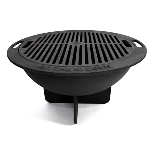laydown image of Cast-Iron Fire Pit & Grill