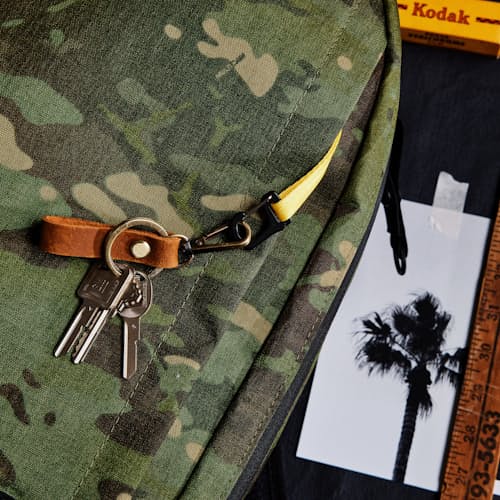 laydown image of Huckberry X The Brown Buffalo Conceal Backpack 21L