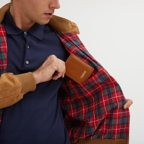 on model image of G9 Harrington Suede Jacket