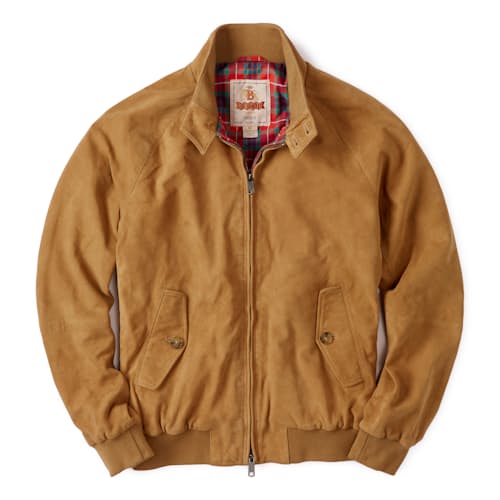 laydown image of G9 Harrington Suede Jacket