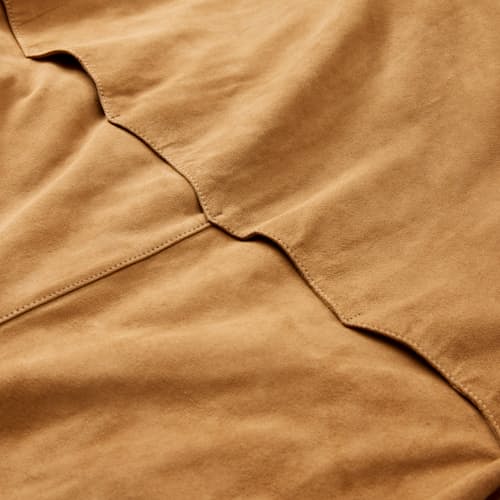 laydown detail image of G9 Harrington Suede Jacket