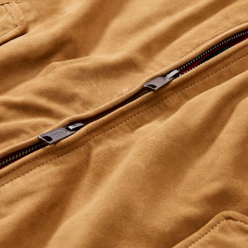 laydown detail image of G9 Harrington Suede Jacket