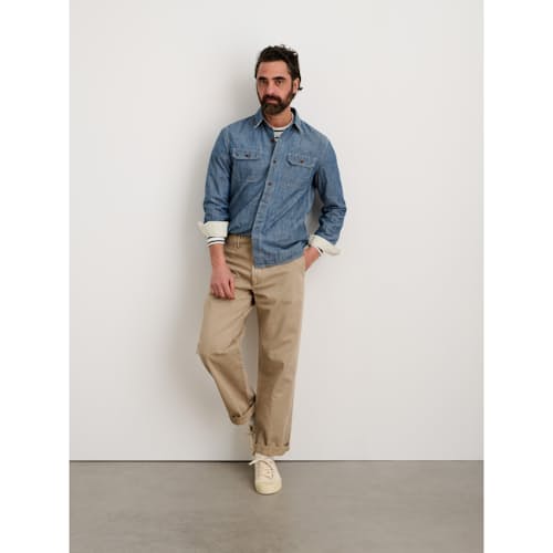 laydown image of Vintage Washed Straight Leg Chino Pant