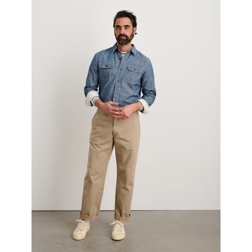 laydown image of Vintage Washed Straight Leg Chino Pant