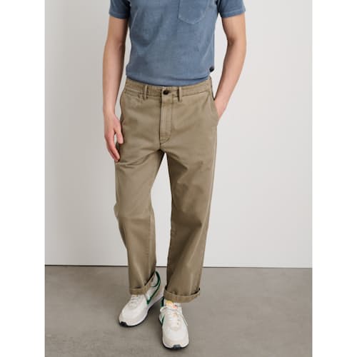 on model image of Vintage Washed Straight Leg Chino Pant
