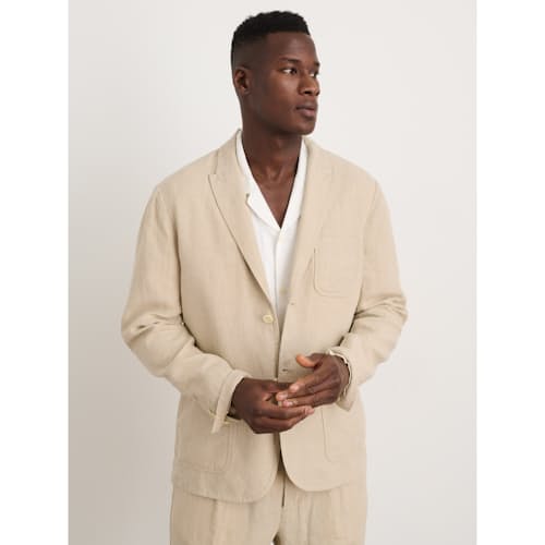 on model image of Mercer Cotton Linen Blazer