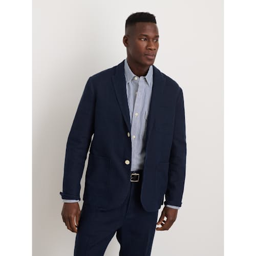 on model image of Mercer Cotton Linen Blazer
