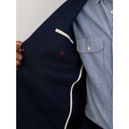 on model image of Mercer Cotton Linen Blazer