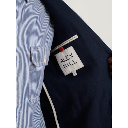 on model image of Mercer Cotton Linen Blazer