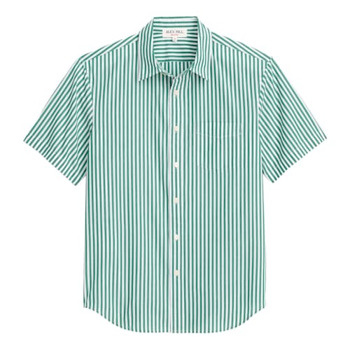 laydown image of Short Sleeve Stripe Mill Shirt