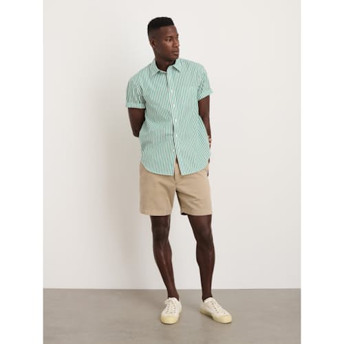 laydown image of Short Sleeve Stripe Mill Shirt