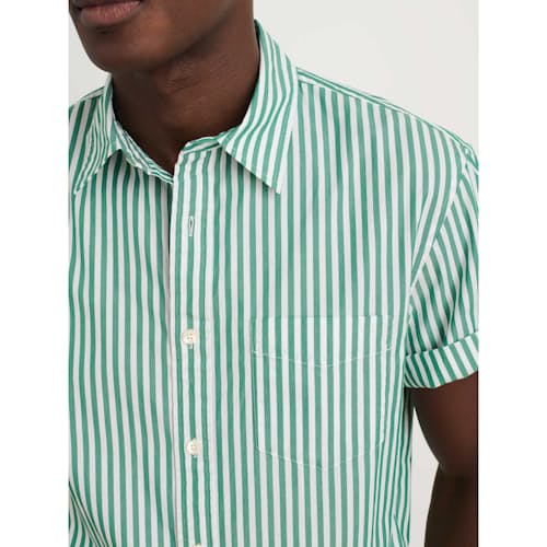 lifestyle image of Short Sleeve Stripe Mill Shirt