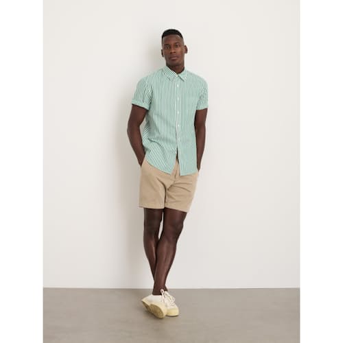 laydown image of Short Sleeve Stripe Mill Shirt