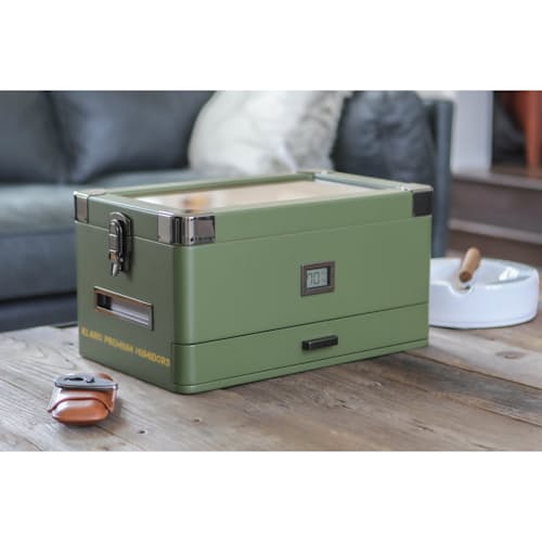 laydown image of Military Glass Top Cigar Humidor