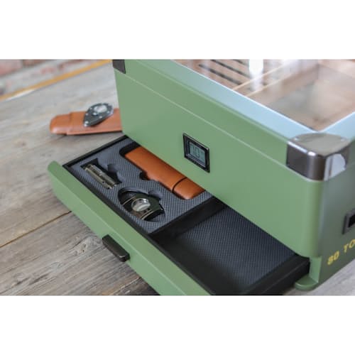 laydown image of Military Glass Top Cigar Humidor