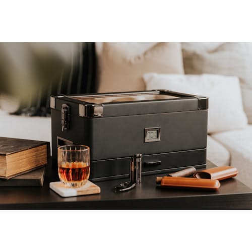 laydown image of Military Glass Top Cigar Humidor