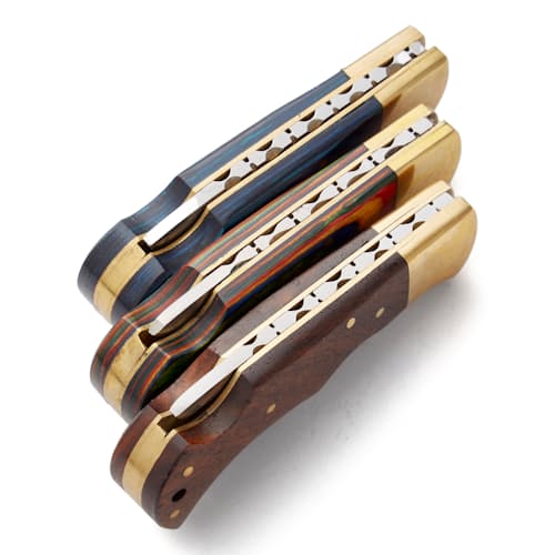 laydown image of Damascus Pocket Knife