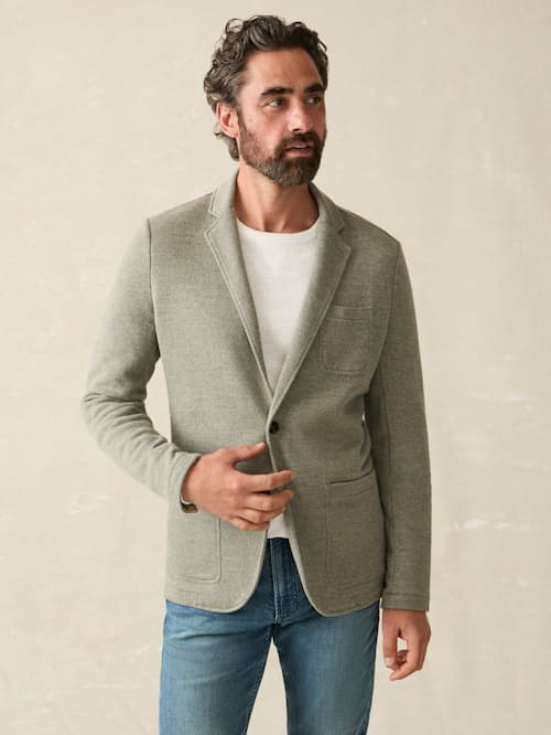 on model image of Inlet Knit Blazer