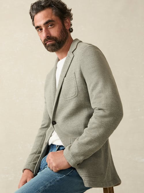on model image of Inlet Knit Blazer