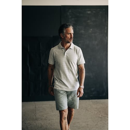 lifestyle image of The Vintage Jacquard Polo Shirt