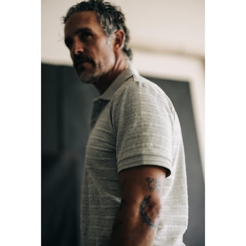 lifestyle image of The Vintage Jacquard Polo Shirt