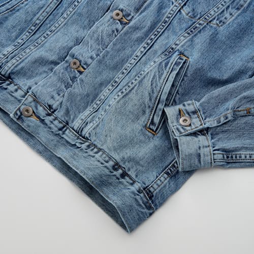 lifestyle image of Stonewashed Denim Trucker Jacket